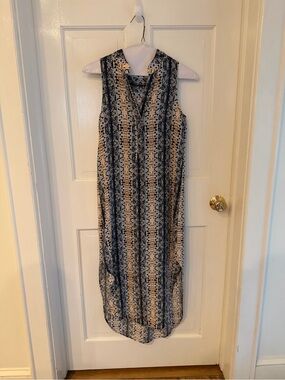 Marie Oliver 100% Silk Abstract Print Sleeveless Midi Dress XXS